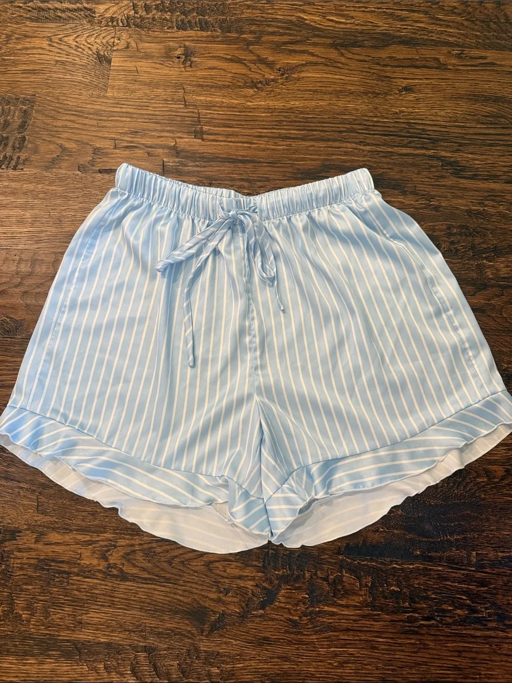 NWOT Women's Light Blue Striped Short Pajama Set